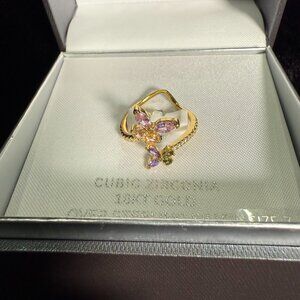 PRIMROSE Sterling Silver Cubic Zirconia Butterfly Bypass Ring